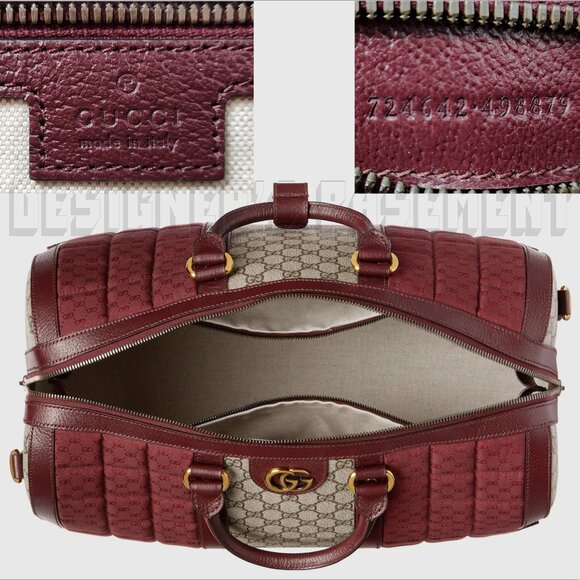 GUCCI Original GG MARMONT Burgundy leather quilted Mini-GG-Canvas Sml Duffle Bag - Picture 4 of 4